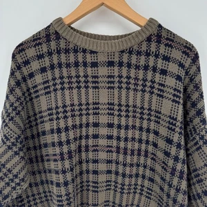 Vintage Trader Bay Plaid Knit Cotton Crewneck Sweater Size Medium Made in USA - Picture 1 of 7