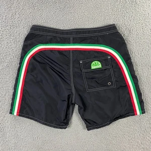 Sundek Swim Trunks Mens size 30 Italy Mexico Green White Red Nylon Shorts Lined - Picture 1 of 11