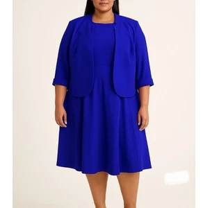 Conjunto de Vestido Chaqueta Azul Real Para Mujer Talla Grande 20W Formal Fiesta Evento Carrera - Imagen 1 de 14