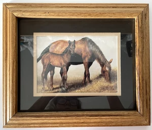 Vi Thurmond Fohlen & Stute Druck Vintage '97 doppelt mattiert & Eiche gerahmt mit Glas - Bild 1 von 10