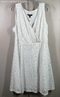 NWT Lane Bryant Womens Floral Spring White Lace Sleeveless A Line Dress Size 16 - Image 1 of 4