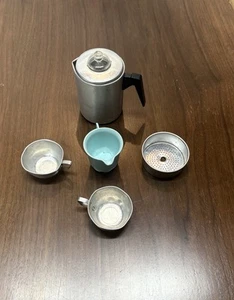 Tin 1940s Percolater & Chilton Creamer & Doll dishes - Picture 1 of 2