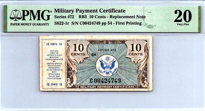 Series 472 10 Cents First Printing MPC PMG 20 Very Fine S822-1r - Image 1 of 4