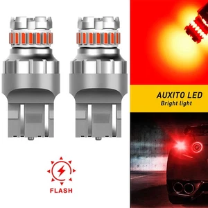 7443 Super 7440 Red Alert Flash Strobe Blinking LED Brake Tail Light Bulbs Lamp - Foto 1 di 10