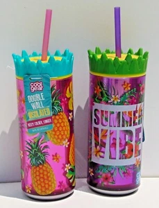 Dos (2) botellas de bebidas aisladas de doble pared de 16 oz - Summer Vibe & P - Imagen 1 de 1