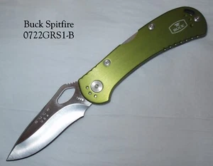 New BUCK 0722GRS1-B Spitfire Green Locking Folding Plain Edge Knife with Clip - Picture 1 of 6
