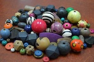 100+ PCS ASSORT COLOR ROUND TUBE WOOD BEADING BEADS 1/2 LB #BD-759 - Picture 1 of 1