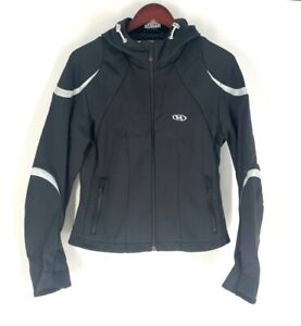 Marker Spirit Soft Shell ski Jacket Women Size 10 Black/White hooded fleece snow