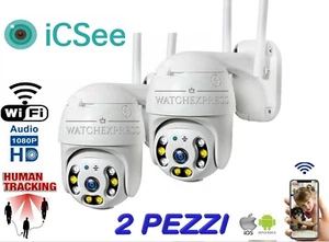 TELECAMERA TELECAMERE ESTERNA ICSEE CAM PTZ WIFI CAMERA WIRELESS ESTERNO 2 PEZZI - Foto 1 di 13