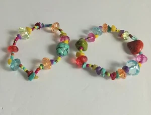 Handcrafted Beaded Stretch Bracelets with Colorful Dyed Turquoise and Seed Beads - Picture 1 of 7