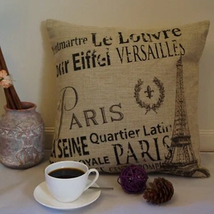 ☀☀ Square Cotton Linen Cushion Cover Paris☀☀ - Picture 1 of 1