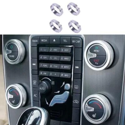 Anel de controle de botão de ar condicionado prata alumínio acabamento para Volvo S60 2011-18 - Imagem 1 de 4