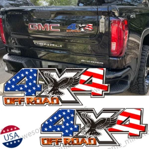 2 pegatinas calcomanías guardabarros para camioneta lateral bandera de EE. UU. Eagle 4x4 para GMC - Imagen 1 de 6