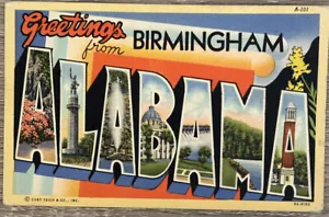 Grüße aus Birmingham, Alabama GROSSER BRIEF Vintage Postkarte - Bild 1 von 2