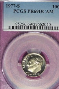 1977 - S PCGS PR69DCAM ROOSEVELT DIME!! #B44374 - Picture 1 of 2