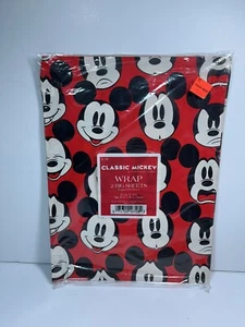 The Walt Disney Company MICKEY MOUSE Faces Red Gift Wrap Vintage Wrapping Paper - Picture 1 of 3