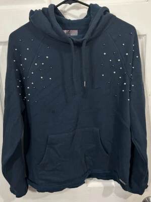 Sudadera con capucha Betsey Johnson Performance con perlas en la parte delantera talla pequeña Foto 1 de 4