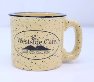 Westside Cafe Coffee Mug Cup Vail Colorado CO Heavy Speckled Yellow Ski EUC - Picture 1 of 8