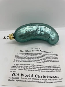 Old World Christmas Green Pickle Blown Glass Ornament - 4” - Picture 1 of 6