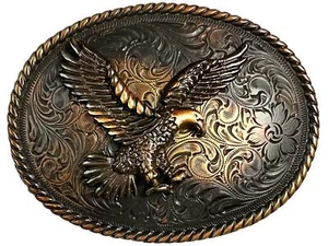 Western Copper Color American Eagle Engraved Belt Buckle Fits 1-1/2"(38mm) Belt - Picture 1 of 2