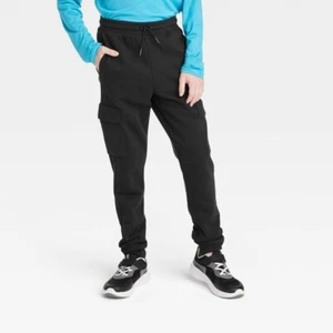 Boys' Cargo Fleece Joggers - All in Motion Black XS 4/5 - Picture 1 of 1