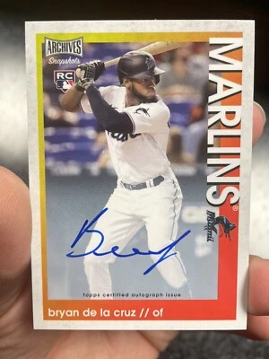 2022 Topps RARE Archives Snapshots 48 Bryan De La Cruz Rookie Auto Miami Marlins - Image 1 of 2