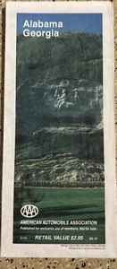 VINTAGE 1990 AAA ALABAMA GEORGIA MOBILE ATLANTA STATE MAP TOURIST GUIDE - Picture 1 of 7