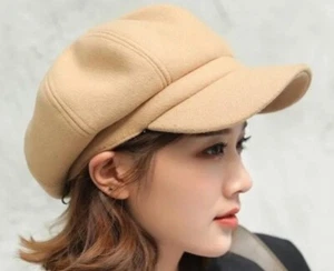 Newsboy Cap Outdoor Adjustable Thick Cap Woolen Hat Solid Painter Cap Fashion - Picture 1 of 2