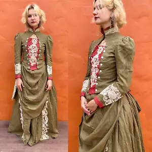 Reproduktion viktorianisches Treibenkleid 2 Röcke + Jacke historisches Kostüm 3-teilig - Bild 1 von 10