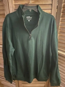Charles River Hombre Talla L Verde Bosque Sudadera 1/4 Cremallera Pullover NUEVO - Imagen 1 de 3