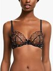John Lewis And/Or Elsa Spot Plunge Bra In Navy Size 34D Bnwt