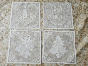 4 Lace  Christmas Unused Squares For Sewing Or Crafting  - Picture 1 of 24