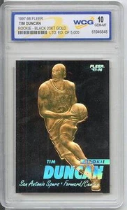 TIM DUNCAN 1997-98 Fleer Novato Tarjeta de Oro 23kt GEMA COMO NUEVA 10 NEGRO ORO * BOGO * - Imagen 1 de 2