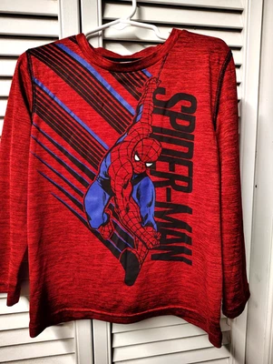Spiderman Boys SZ 6 LS Red T-Shirt Marvel Jumping Bean Super Hero - Image 1 of 3
