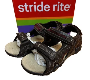 NIB Stride Rite Sandals Size 11 Kids US (EU 28)  Brown Leather SRT Shoes Sensory - Picture 1 of 12