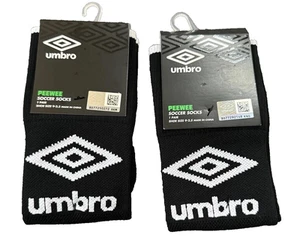 2 Pair Of Umbro Peewee Boys & Girls Soccer Socks Black: Shoe Size 9-2.5 NEW - Picture 1 of 6