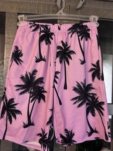 Tropical Swim Trunks Pink SHEIN Boys Size 13-14 Y  Elastic Waist - Picture 1 of 3