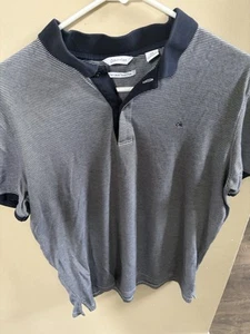 Polo uomo Calvin Klein blu navy a righe media M - Foto 1 di 3