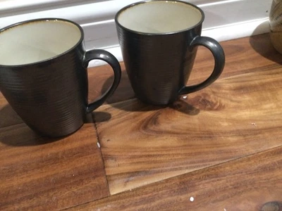 Juego 2 Tazas, Totalmente Nuevas, Sango Bistro Marrón, Repuesto Acanalado Foto 1 de 4