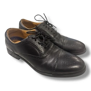 Florsheim Midtown Wingtip Oxford Dress Shoes Mens 10 D Comfort Black Leather - Picture 1 of 14