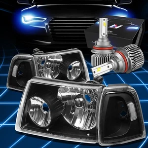 Fit 2001-2011 Ford Ranger Signal Headlight Lamp W/LED Kit Slim Style Black/Clear - Picture 1 of 9
