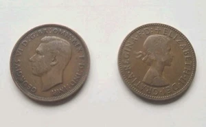 Great Britain, Half Penny, Lot of 2 Coins 1945 & 1957 - Picture 1 of 2