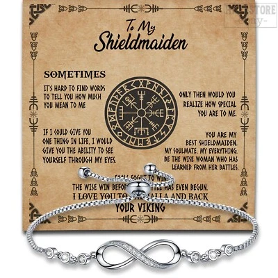 To My Shield-Maiden Infinity 手镯 维京妻子 挪威 北欧 珠宝 为她 — 第 1/4 张图片