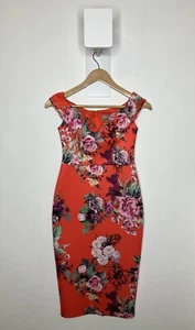 Vestido recto coral floral hasta la rodilla talla 6 de Asos - Imagen 1 de 10