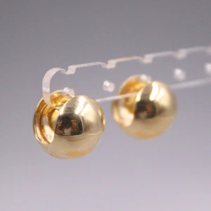 Pure Au750 18K Yellow Gold Lucky Smooth Round Unique Earrings Hoop 4.4-4.5g - Picture 1 of 6