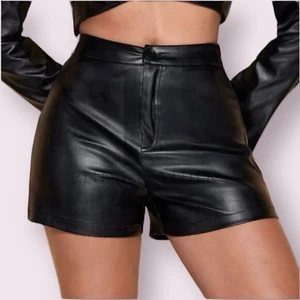 Women's black leather shorts Real Soft lambskin leather Shorts Gym Wear - Picture 1 of 3