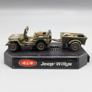 Vintage 1999 Mattel Jeep Willys Diecast Model 4x4 With Trailer Military Green - Picture 1 of 13