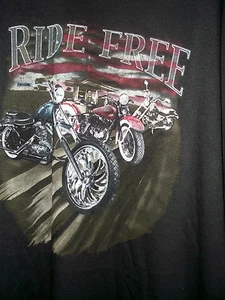 NEW RIDE FREE MOTORCYCLE CHOPPER T SHIRT    3XL BLACK - Picture 1 of 2