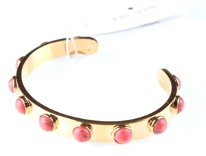 $58 Kate Spade Tag Along Gold Tone w Orange Stones Cuff Bracelet - Picture 1 of 4