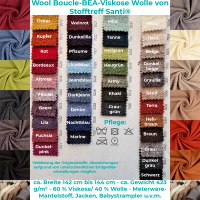 Wool Boucle-BEA-Viskose Wolle von Stofftreff Santi®-Mantelstoff-50 cm Schritte - Bild 1 von 4